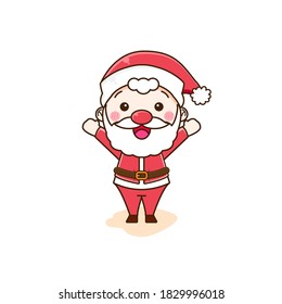 Happy Santa claus. Vector illustration of cute chibi character isolated on white background. 