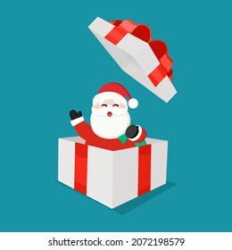 Happy Santa Claus waving and greeting. for christmas card banner