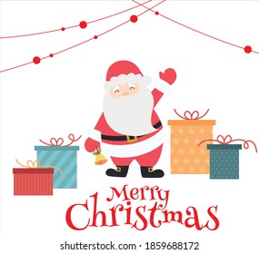 happy santa claus wishes a merry christmas and new year
