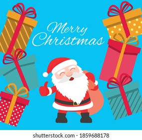 happy santa claus wishes a merry christmas and new year
