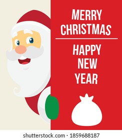 happy santa claus wishes a merry christmas and new year
