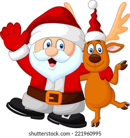 Happy Santa and deer