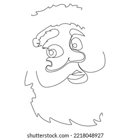 Feliz rostro de Santa con estilo de dibujo de línea continua. Ilustración del vector
