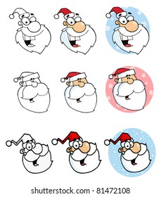 Happy Santa Faces.Vector Collection