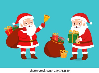 happy santa give present to kids