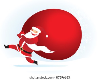 happy Santa with huge sack