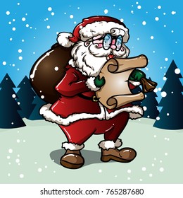 Happy Santa with notes