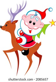 Happy Santa on a deer