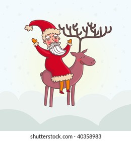 Happy Santa on deer