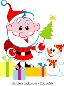 Happy Santa with presents