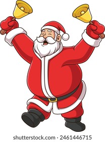 Happy santa ringing bells vector illustration