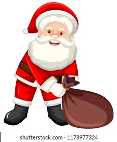 Happy santa with sack illustration