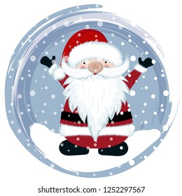 Happy santa in snow Flat design