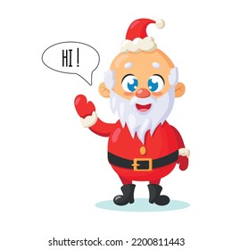 Happy santa waving him hand and saying hi