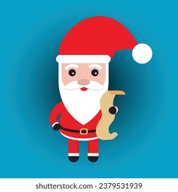 Happy santa_with letter of wishes in his hand vector art