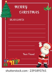 Happy Santa's' List Day, 4 December. Beautiful illustration with cute Background, Empty space lines for text, Editable. Vector Illustration.