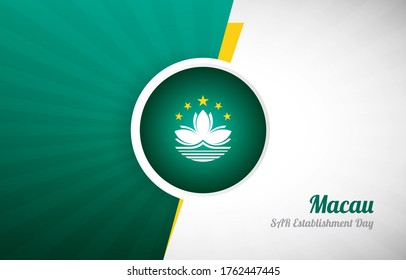 Feliz Día de Establecimiento SAR de Macao saludando antecedentes. Resumen Ilustración de la bandera de Macao