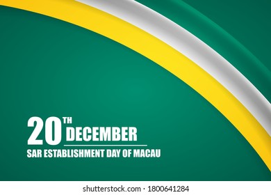 Happy SAR Establishment Day Of Macau Country With Tricolor Curve Flag And Typography Background