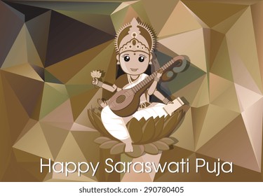 Happy Saraswati Puja - Invitation Card Vector svg