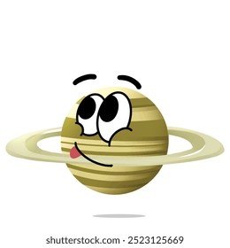 personagem feliz do desenho animado do mascote do saturno. conceito bonito, engraçado e brincalhão. astronomia, educação e temas do sistema solar