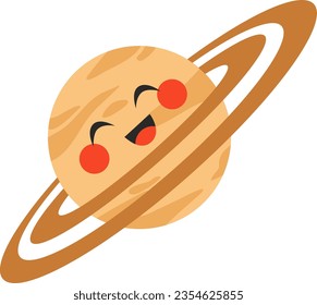 Happy Saturn Planet Face Cartoon Expression Astrology Vector Illustration