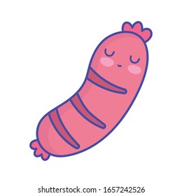 happy sausage cartoon food cute vector illustration flat style icon