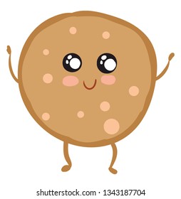 Happy sausage slice with pink dots vector illustration on white background 