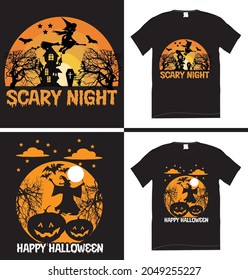 Happy and scary halloween t-shirt design full vector for man or women