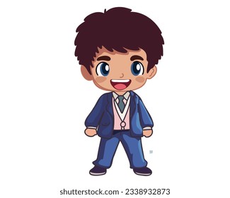 Happy school age boy, back to school, vector illustration