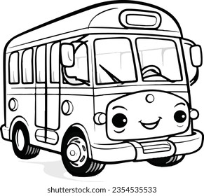  a happy school bus isolated on white background in cartoon design