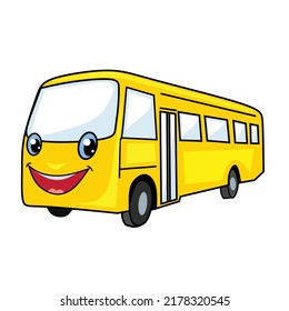 autobús escolar feliz Yello bus dibujos animados vectores de dibujos animados 