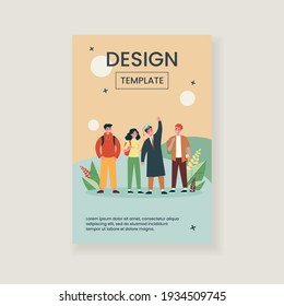 Happy school or college graduate. Student wearing gown and hat, celebrating graduation with friends flat vector illustration. Education, ceremony concept for banner, website design or landing web page