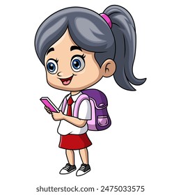 Happy happy school girl cartoon 