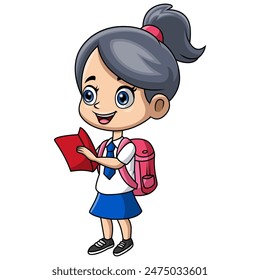 Happy happy school girl cartoon 