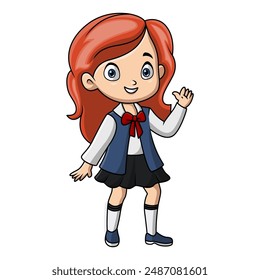 Happy happy school girl cartoon 