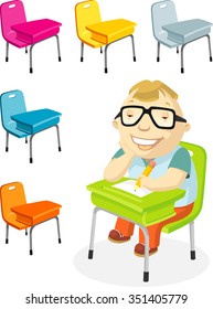 Happy School Kid-Character design of cute cheerful preschooler