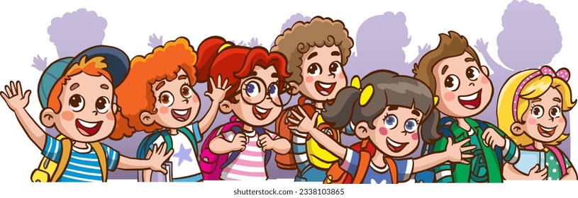 happy school kids carton vector