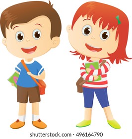 happy School kids cartoon 