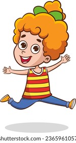 happy school kids jump vector illustration isolated