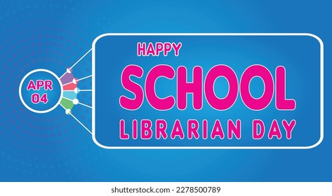 Happy School Librarian Day, April 04. Calendar of April Retro Text Effect, Vector design