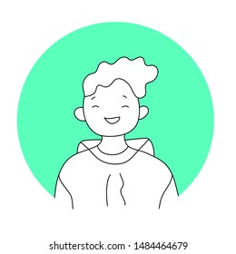 Happy School Student Smiling Avatar Profile Picture Isolated on Colorful Background Flat Style Vector Illustration