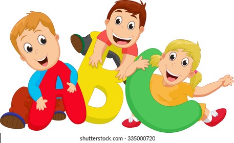 happy School theme with ABC letters 