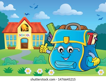 Feliz tema del bolso escolar 6 - ilustración del vector eps10.