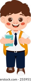 Happy Schoolboy with Backpack Illustration