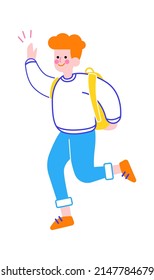 Happy schoolboy character. Back to School. Vector illustration