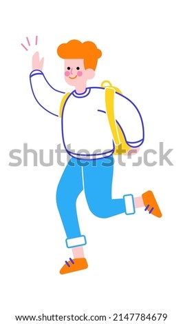 Happy schoolboy character. Back to School. Vector illustration