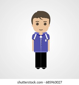 Happy Schoolboy Character, Vector, Illustration