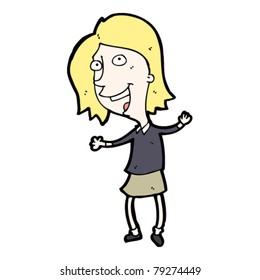happy schoolgirl cartoon