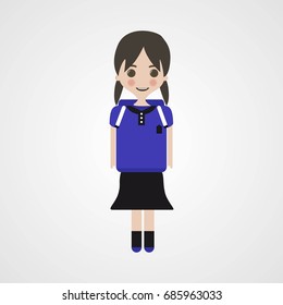 Happy Schoolgirl Character, Vector, Illustration