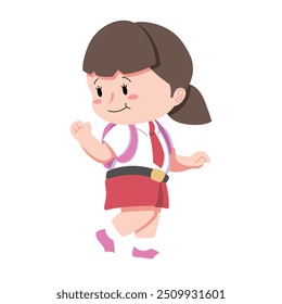 Personaje de Vector de colegiala feliz para contenido de aprendizaje de niños